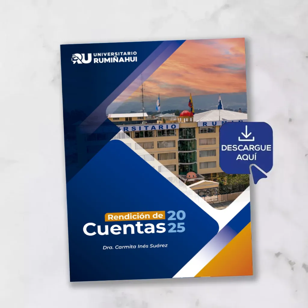 Tecnológico Universitario Rumiñahui Tecnológico Universitario Rumiñahui Portada institucional del informe de Rendición de Cuentas 2025 del Universitario Rumiñahui sobre fondo de mármol, acompañado de un botón flotante azul con la leyenda "Descargue aquí".